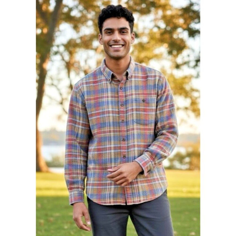 Toad & Co mens plaid collared button up shirt XXL gorpcore nature athleisure